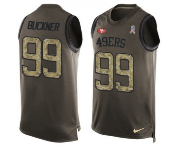 Men's San Francisco 49ers #99 DeForest Buckner Green Salute to Service Hot Pressing Player Name & Number Nike NFL Tank Top Jersey