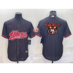 Men's San Francisco 49ers Black Pinstripe Team Big Logo With Patch Cool Base Stitched Baseball Jersey