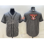 Men's San Francisco 49ers Grey Team Big Logo With Patch Cool Base Stitched Baseball Jersey