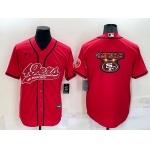 Men's San Francisco 49ers Red Team Big Logo With Patch Cool Base Stitched Baseball Jersey