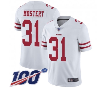 Men's San Francisco 49ers White Limited #31 Raheem Mostert Football Road 100th Season Vapor Untouchable Jersey