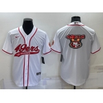 Men's San Francisco 49ers White Team Big Logo With Patch Cool Base Stitched Baseball Jersey