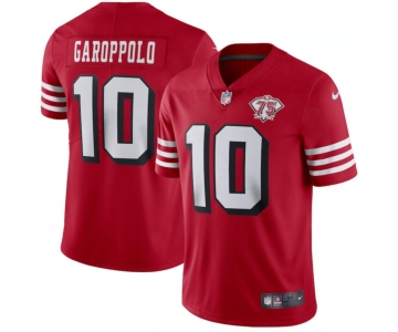Nike 49ers 10 Jimmy Garoppolo Red 75th Anniversary Color Rush Vapor Untouchable Limited Jersey