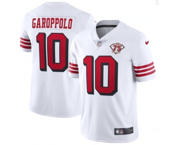 Nike 49ers 10 Jimmy Garoppolo White 75th Anniversary Color Rush Vapor Untouchable Limited Jersey