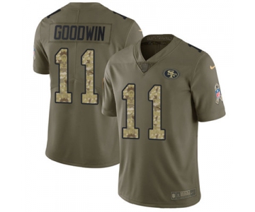 Nike 49ers #11 Marquise Goodwin Olive Camo Men's Stitched NFL Limited 2017 Salute To Service Jersey