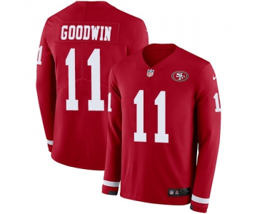 Nike 49ers #11 Marquise Goodwin Red Team Color Men's Stitched NFL Limited Therma Long Sleeve Jersey