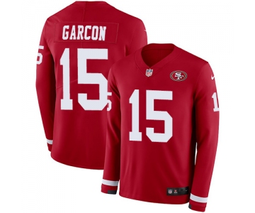 Nike 49ers #15 Pierre Garcon Red Team Color Men's Stitched NFL Limited Therma Long Sleeve Jersey