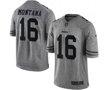 Nike 49ers #16 Joe Montana Gray Men's Stitched NFL Limited Gridiron Gray Jersey