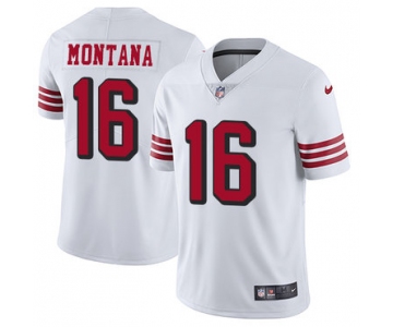 Nike 49ers #16 Joe Montana White Rush Men's Stitched NFL Vapor Untouchable Limited Jersey