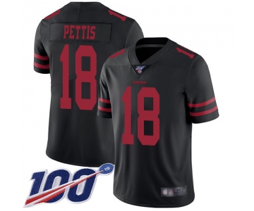 Nike 49ers #18 Dante Pettis Black Alternate Men's Stitched NFL 100th Season Vapor Limited Jersey