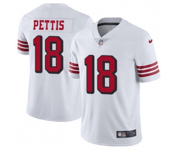 Nike 49ers #18 Dante Pettis White Rush Men's Stitched NFL Vapor Untouchable Limited Jersey