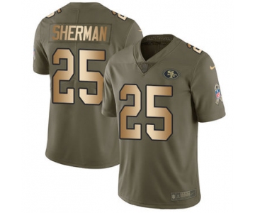 Nike 49ers #25 Richard Sherman Olive Gold Men's Stitched NFL Limited 2017 Salute To Service Jersey