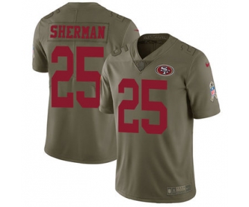 Nike 49ers #25 Richard Sherman Olive Men's Stitched NFL Limited 2017 Salute To Service Jersey