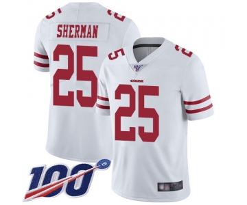 Nike 49ers #25 Richard Sherman White Men's Stitched NFL 100th Season Vapor Limited Jersey