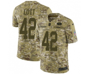 Nike 49ers #42 Ronnie Lott Camo Men's Stitched NFL Limited 2018 Salute To Service Jersey