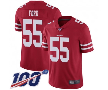 Nike 49ers #55 Dee Ford Red Team Color Men's Stitched NFL 100th Season Vapor Limited Jersey