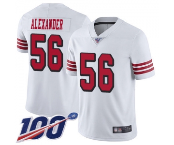 Nike 49ers #56 Kwon Alexander White Rush Men's Stitched NFL Limited 100th Season Jersey