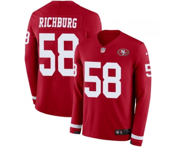 Nike 49ers #58 Weston Richburg Red Team Color Men's Stitched NFL Limited Therma Long Sleeve Jersey