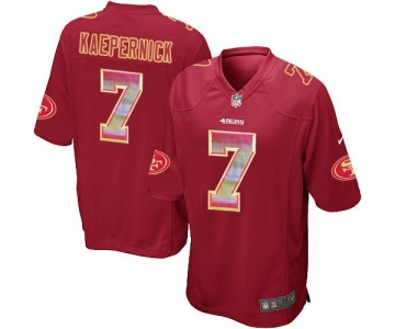 Nike 49ers #7 Colin Kaepernick Red Team Color Men's Stitched NFL Limited Strobe Jersey