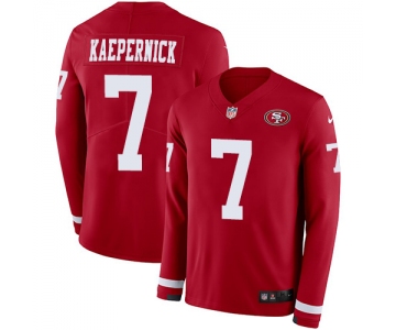 Nike 49ers #7 Colin Kaepernick Red Team Color Men's Stitched NFL Limited Therma Long Sleeve Jersey