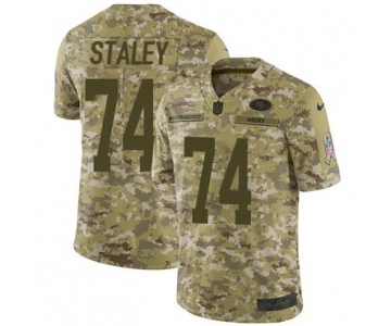 Nike 49ers #74 Joe Staley Camo Men's Stitched NFL Limited 2018 Salute To Service Jersey