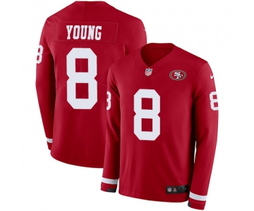 Nike 49ers #8 Steve Young Red Team Color Men's Stitched NFL Limited Therma Long Sleeve Jersey