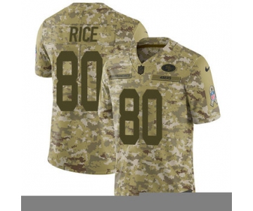 Nike 49ers #80 Jerry Rice Camo Men's Stitched NFL Limited 2018 Salute To Service Jersey