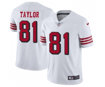 Nike 49ers #81 Trent Taylor White Rush Men's Stitched NFL Vapor Untouchable Limited Jersey