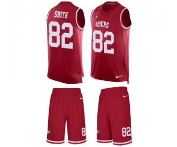 Nike 49ers #82 Torrey Smith Red Team Color Men's Stitched NFL Limited Tank Top Suit Jersey