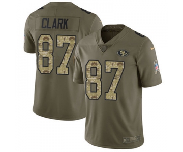 Nike 49ers #87 Dwight Clark Olive Camo Men's Stitched NFL Limited 2017 Salute To Service Jersey