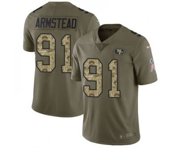 Nike 49ers #91 Arik Armstead Olive Camo Men's Stitched NFL Limited 2017 Salute To Service Jersey