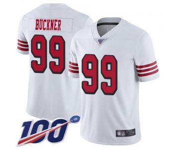 Nike 49ers #99 DeForest Buckner White Rush Men's Stitched NFL Limited 100th Season Jersey