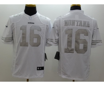 Nike San Francisco 49ers #16 Joe Montana Platinum White Limited Jersey