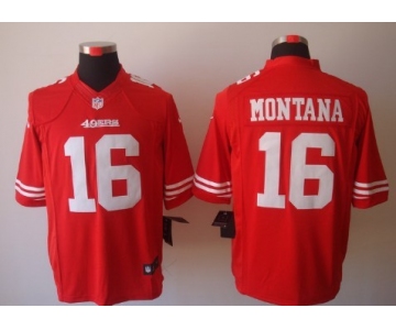 Nike San Francisco 49ers #16 Joe Montana Red Limited Jersey