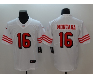 Nike San Francisco 49ers #16 Joe Montana White Color Rush Vapor Untouchable Limited New Throwback Jersey