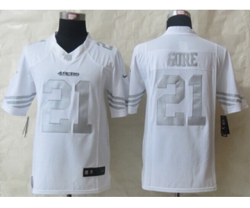 Nike San Francisco 49ers #21 Frank Gore Platinum White Limited Jersey