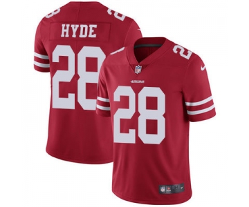 Nike San Francisco 49ers #28 Carlos Hyde Red Team Color Men's Stitched NFL Vapor Untouchable Limited Jersey
