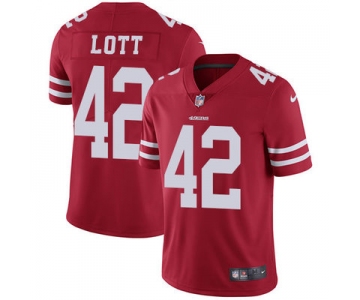 Nike San Francisco 49ers #42 Ronnie Lott Red Team Color Men's Stitched NFL Vapor Untouchable Limited Jersey