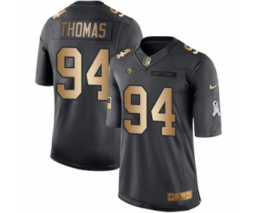 Nike San Francisco 49ers #94 Solomon Thomas Black Men's Stitched NFL Limited Gold Salute To Service Jersey