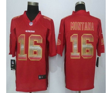 San Francisco 49ers #16 Joe Montana Red Strobe 2015 NFL Nike Fashion Jersey