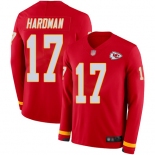 Chiefs #17 Mecole Hardman Red Team Color Men's Stitched Football Limited Therma Long Sleeve Jersey