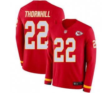 Chiefs #22 Juan Thornhill Red Team Color Men's Stitched Football Limited Therma Long Sleeve Jersey