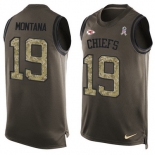 Men's Kansas City Chiefs #19 Joe Montana Green Salute to Service Hot Pressing Player Name & Number Nike NFL Tank Top Jersey