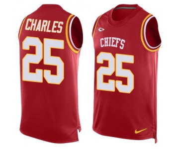 Men's Kansas City Chiefs #25 Jamaal Charles Red Hot Pressing Player Name & Number Nike NFL Tank Top Jersey