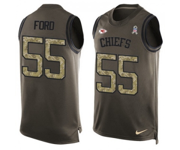 Men's Kansas City Chiefs #55 Dee Ford Green Salute to Service Hot Pressing Player Name & Number Nike NFL Tank Top Jersey