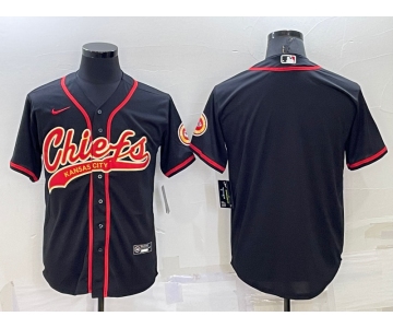 Men's Kansas City Chiefs Blank Black Stitched MLB Cool Base Nike Baseball Jersey