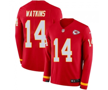 Nike Chiefs 14 Sammy Watkins Red Team Color Men's Stitched NFL Limited Therma Long Sleeve Jersey