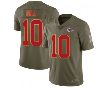 Nike Kansas City Chiefs #10 Tyreek Hill Olive Men's Stitched NFL Limited 2017 Salute to Service Jersey