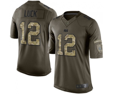 Colts #12 Andrew Luck Green Men's Stitched Football Limited 2015 Salute to Service Jersey