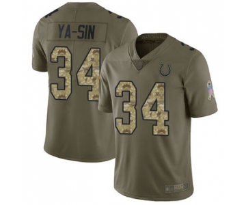 Colts #34 Rock Ya-Sin Olive Camo Men's Stitched Football Limited 2017 Salute To Service Jersey